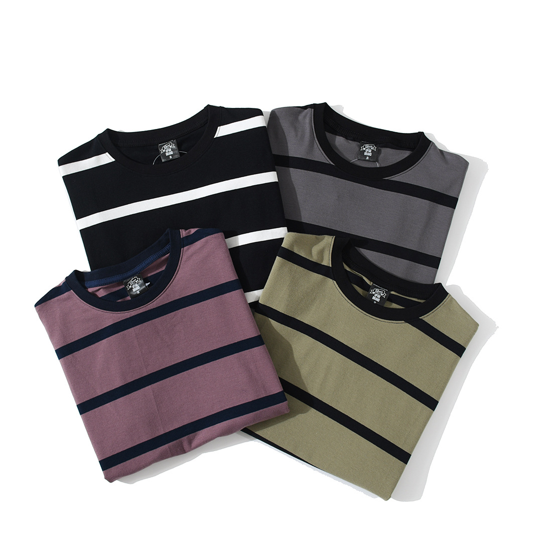 New Striped Short-sleeved T-shirt Men's Fashion Simple And Loose