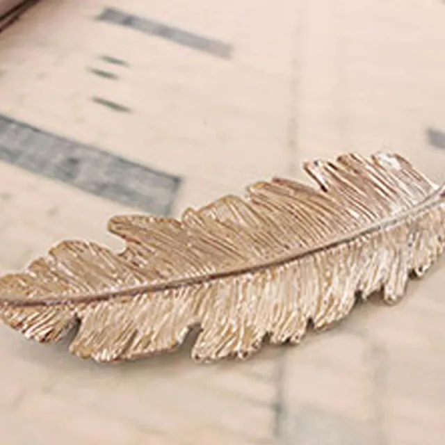 Fashion Lady Feather Leaf Spring Hairpin Silver - Shop at LoveMi