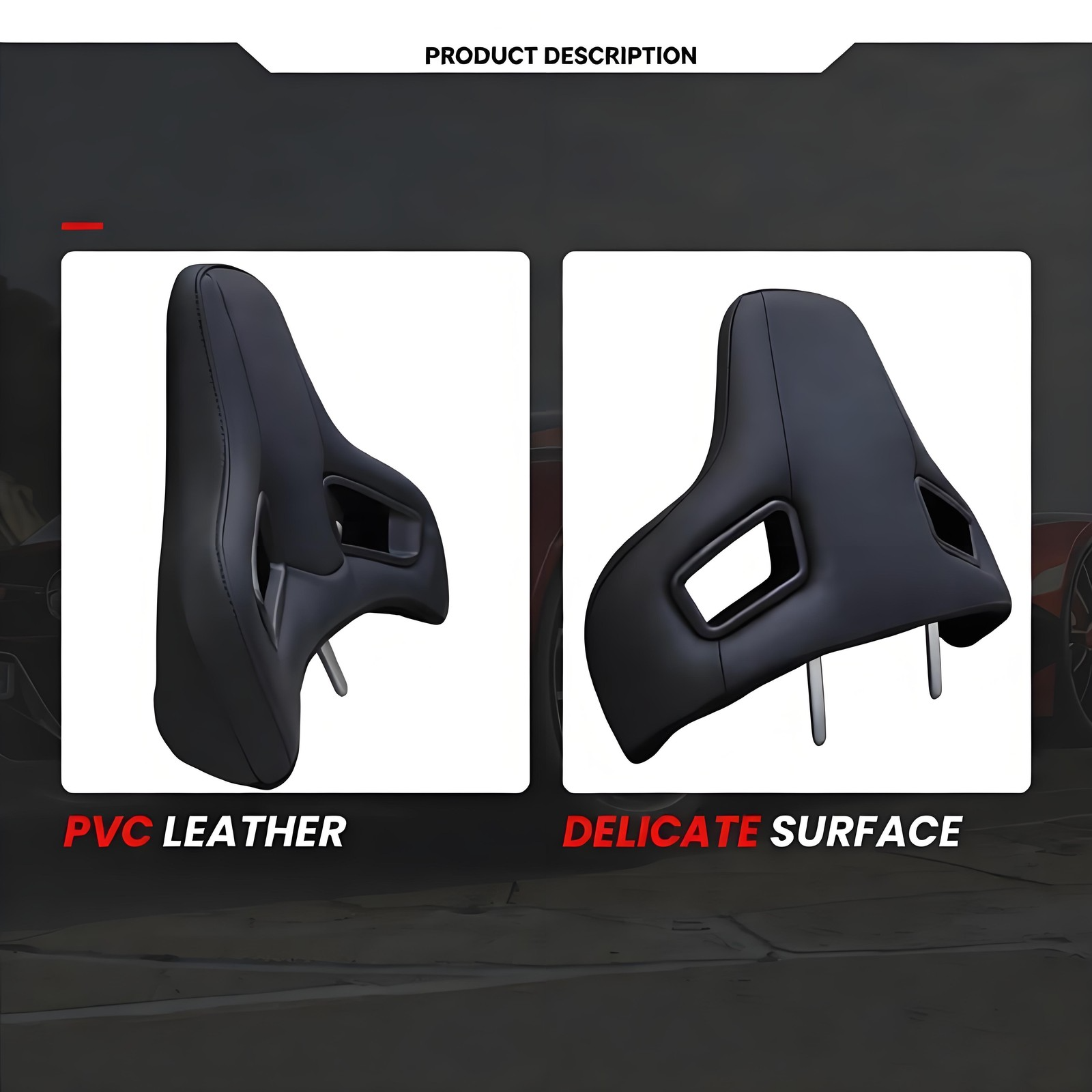 PU Leather Car Headrest Cushion Sports Seat Universal Ergonomic Design — image 4