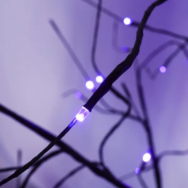 Set Of 3 Halloween Ghost Trees With Purple Lights, 4 Feet, 5 Feet, And 6 Feet, Black Glowing Trees For Halloween Decoration