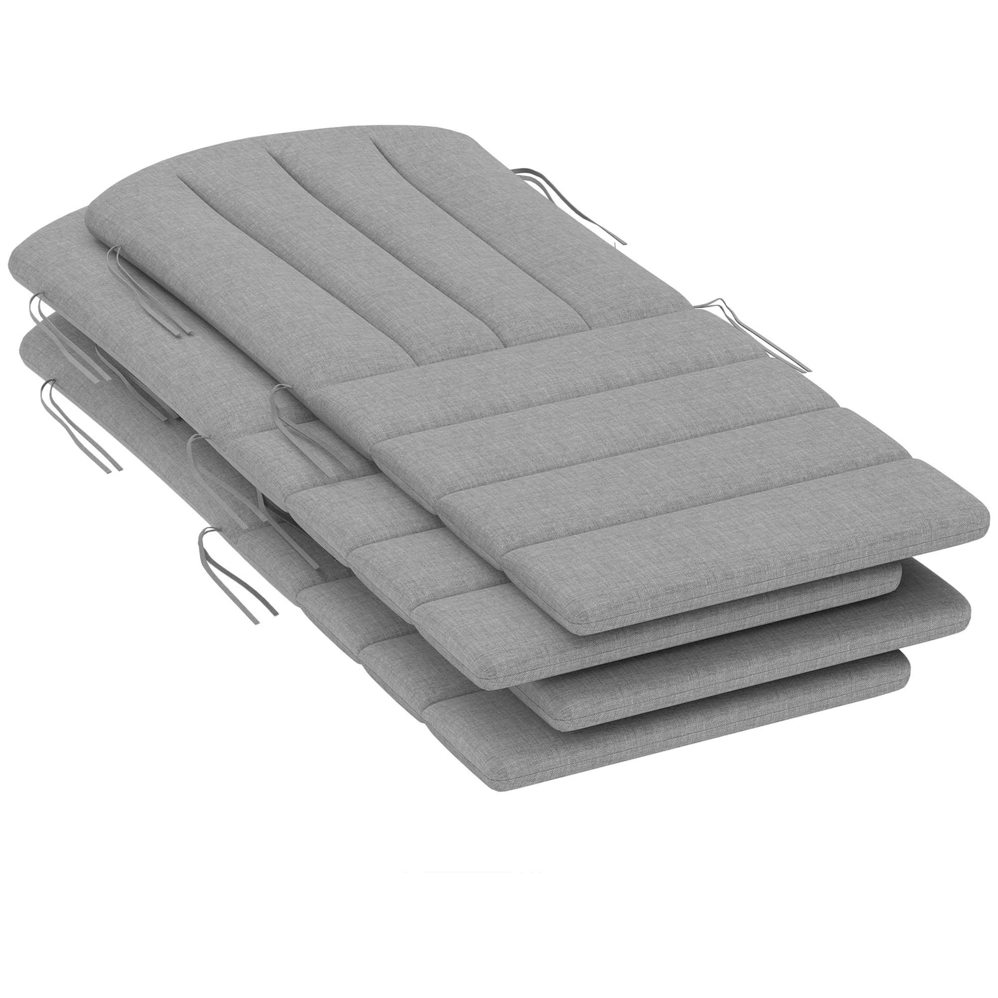 Set Of 4 Outdoor Chair Cushions, High Back Adirondack Chair Cushion With Ties, High-Density Foam, Gray