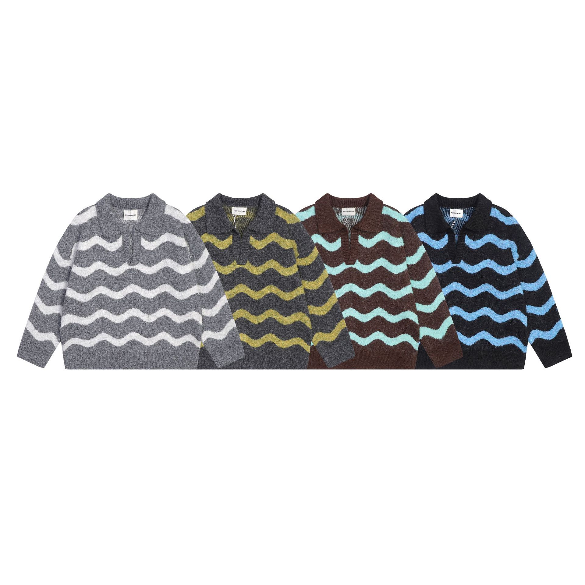 Title 5, Striped Lapel Pullover Sweater