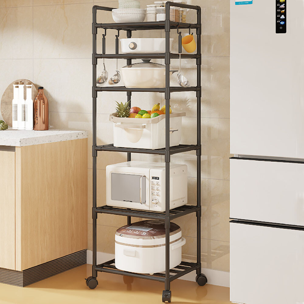 6 Tier Racking Heavy Duty Shelving Storage Shelves With Wheels Bathroom Kitchen 4