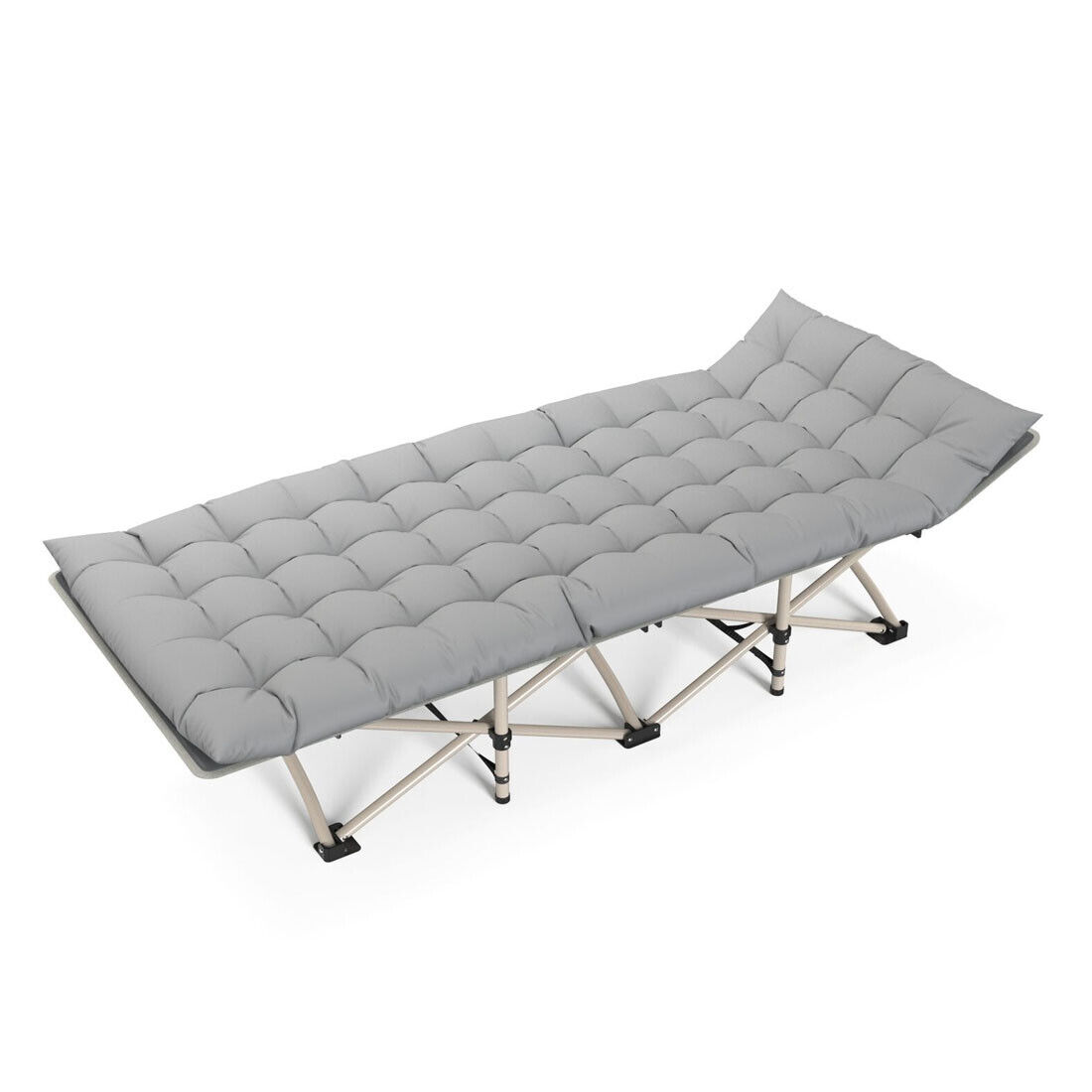 Heavy Duty Single Folding Bed Camping Travel Guest Lightweight With Grey Mat UK — image 6