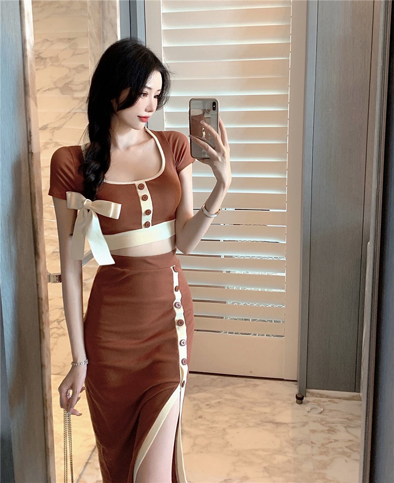 Vintage Two Piece Dress Pure Desire Short Low Cut Square Neck Top