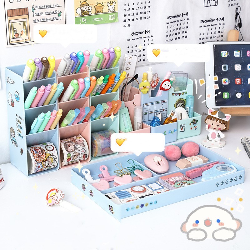 Cute Pink Desk Organizer BIG and Spacious