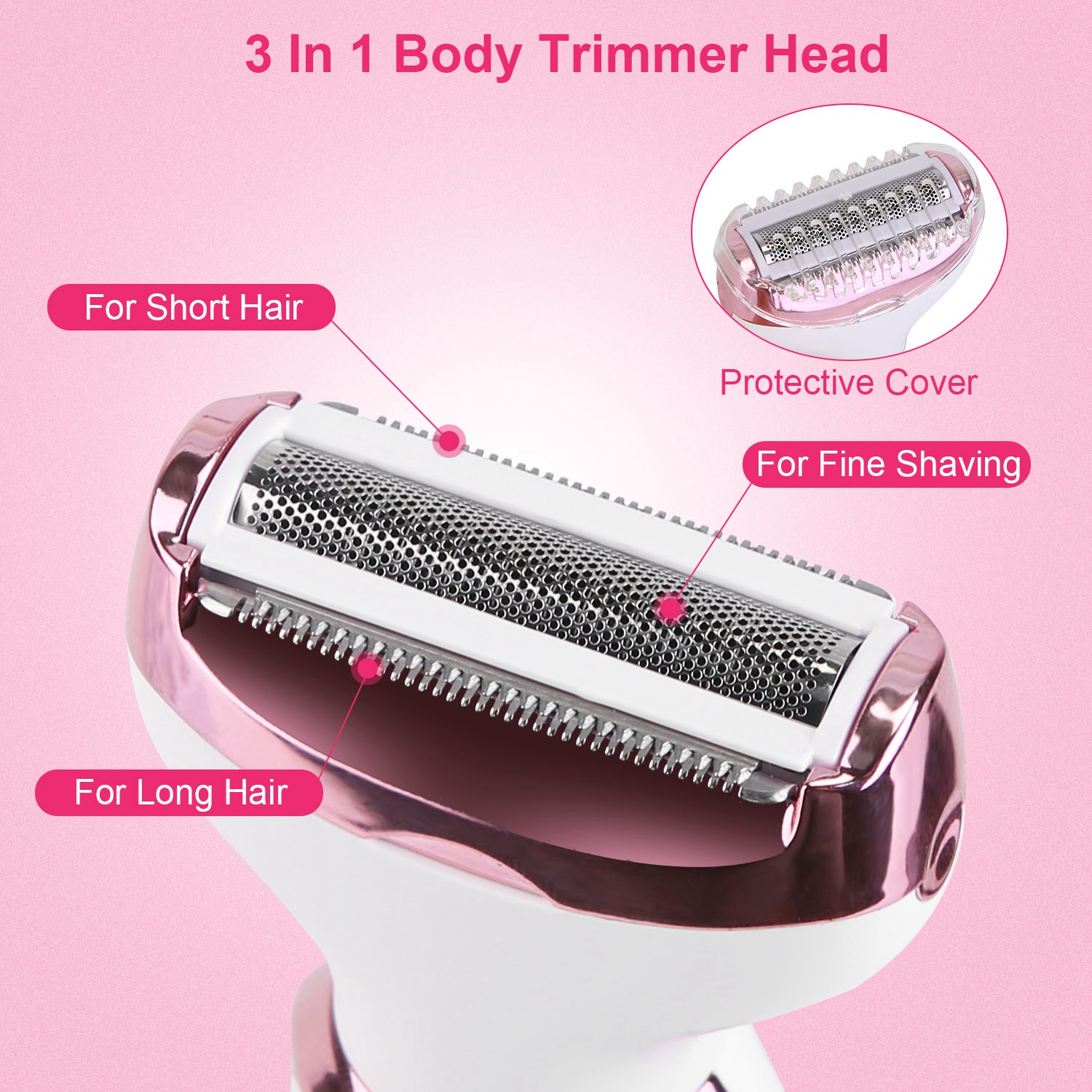1Pc 4 In 1 Electric Razor For Women Summer Bikini Shaver Painless Grooming Kit Rechargeable Eyebrow Nose Hair Pubic Hair Bikini Trimmer Face Shaver — foto 12