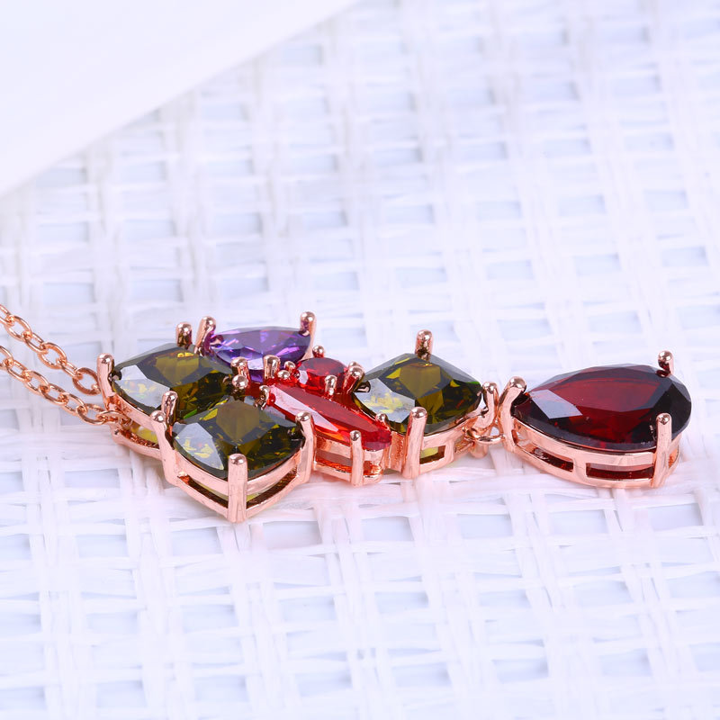 Fashion Colorful Crystal Zircon Sweater Chain Clavicle Chain