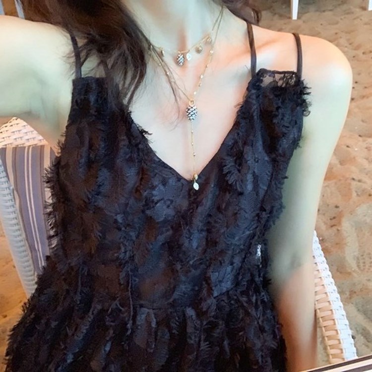 Hairy Back Lace Dress Long Holiday Seaside Skirt