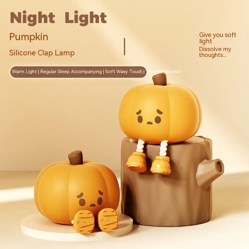 Pumpkin Lamp Small Night Lamp Halloween Silicone Pat Lamp Ambience Light – image 3