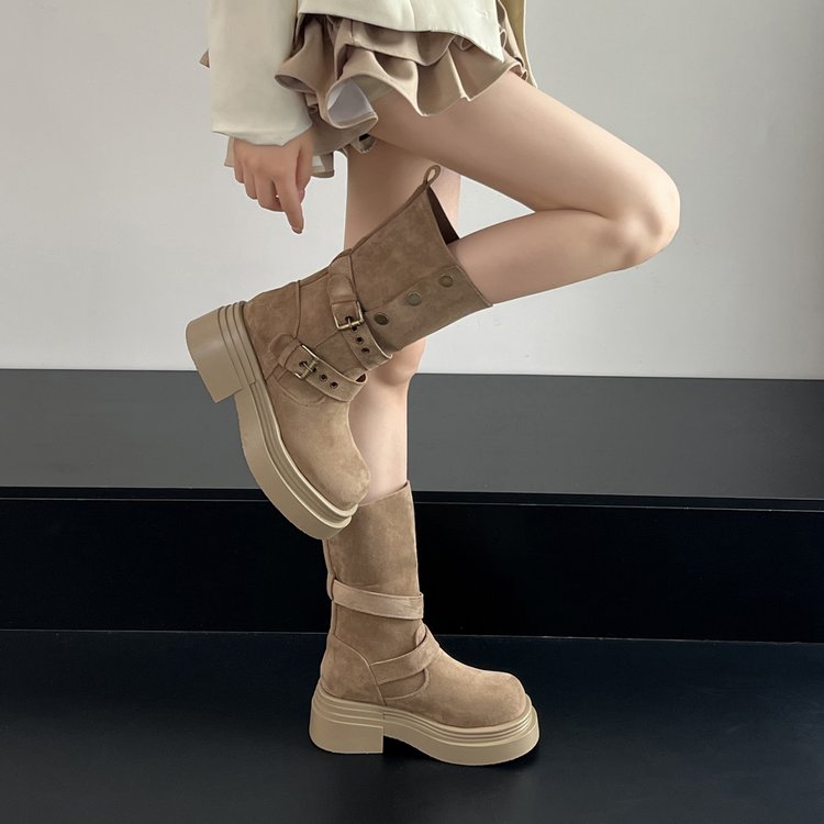 Tall British Style Women Martin Boots New Autumn Summer Western Cowboy Wasteland Slim Fit Boots