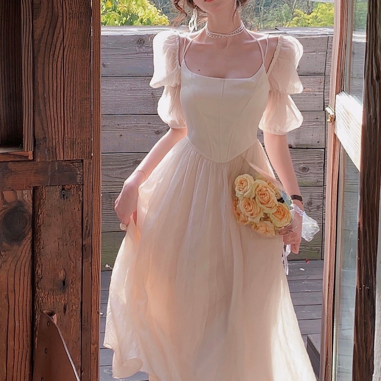 Fairy Gentle Style Niche Design White Dress