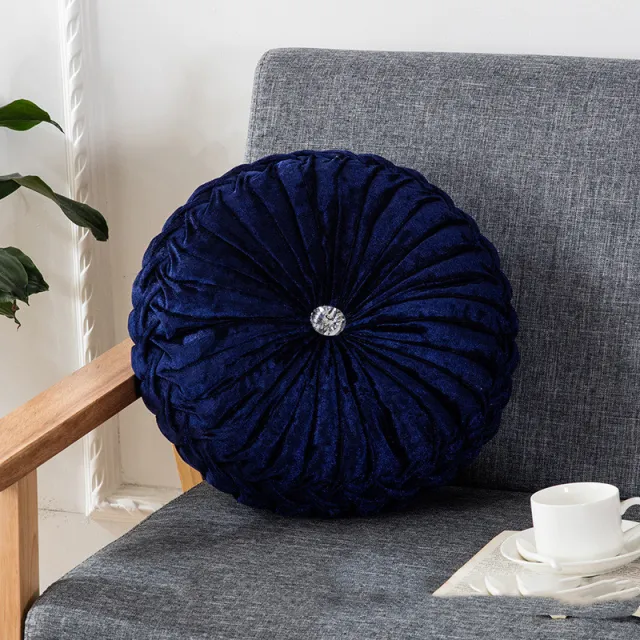 European Sofa Decoration Pumpkin Pillow Round Navy Blue - Shop at LoveMi