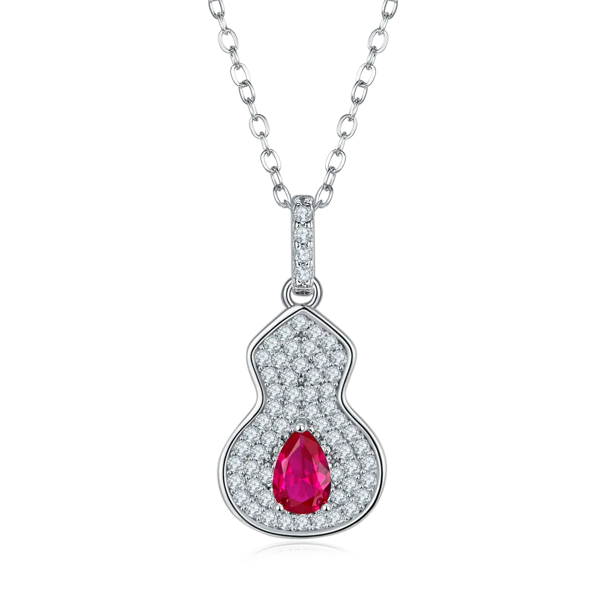 S925 Silver 2.5g 0.5ct Lab-Created Ruby Necklace
