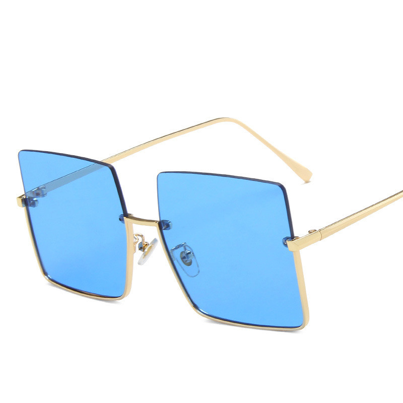 Title 3, Half-Frame Metal Trimmed Square Sunglasses