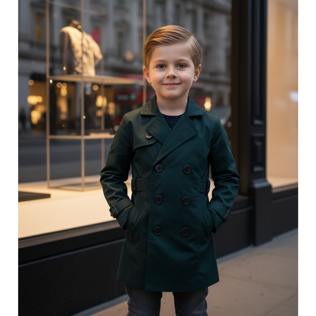 Kids Double Breasted Trench Coat Cotton Autumn Jacket For Boys-Girls -4 To 9 YRS — image 2