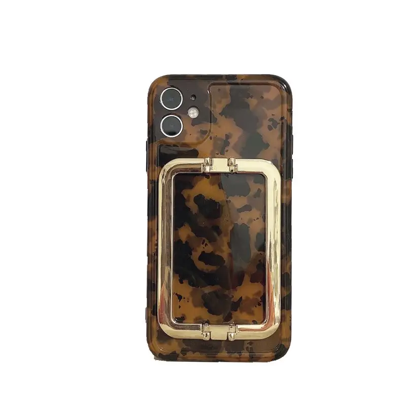 Japanese And Korean Amber Metal Square Button Silicone Phone Case