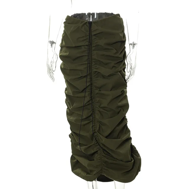 Fashionable European And American Women's Half Length Skirt Army Green - Shop at LoveMi