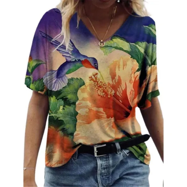 Flower Painting Printed T shirt For Women Junyu2100310 - Shop at LoveMi
