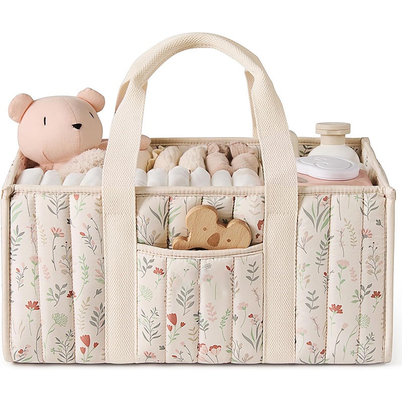 Handheld Portable Mommy Bag Large Capacity Professional Customized Maternal And Child Storage Bag - Flower Beige