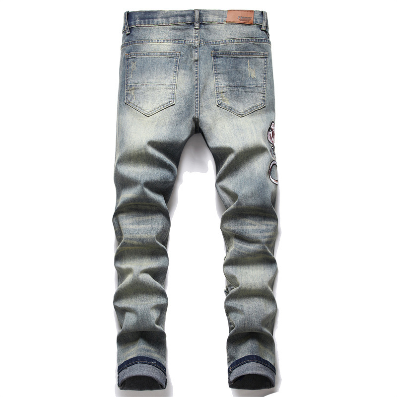 Title 3, Youth Jeans Hand Frayed Cotton Trousers Mid Wai...