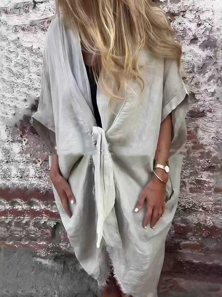 Casual Irregular Mid Length Outerwear Shirt