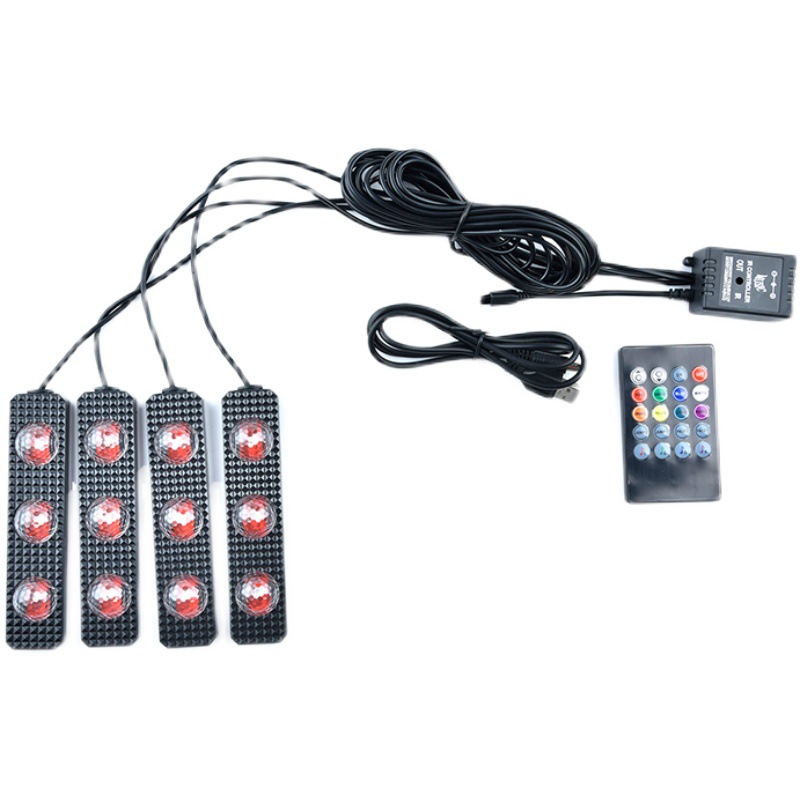 Подошвы ног полны звезд Светодиодный атмосферный свет Автомобильный беспроводной атмосферный звук