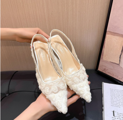 Lace Pointed-Toe Slingback Mules, picture 3 of 5