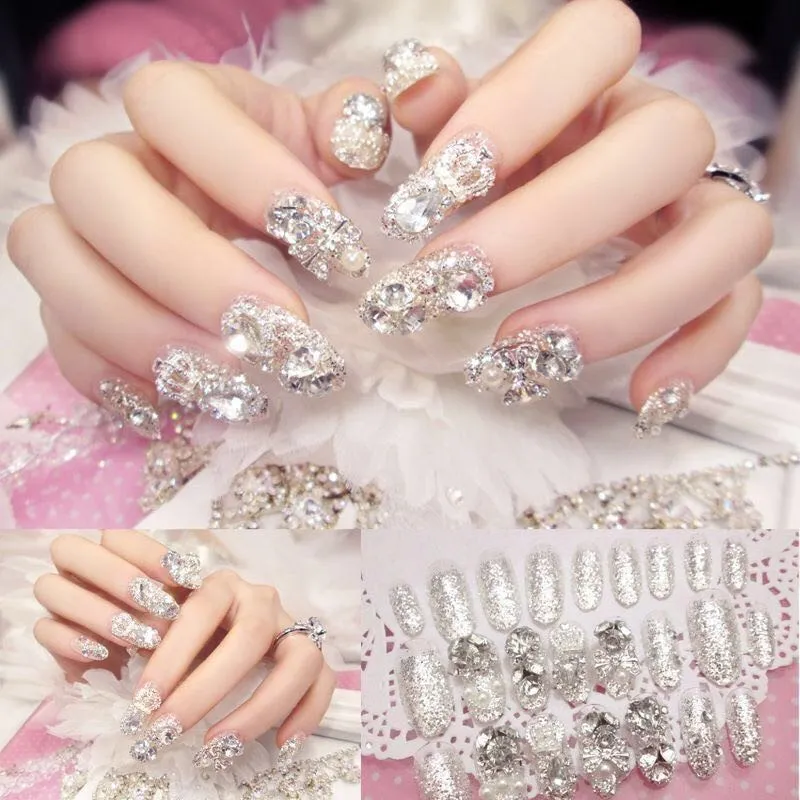 Nail Art Finished Crown Bow Knot Drill Fake Nail Patch - 1 Style