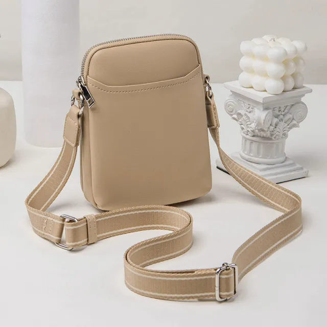 Solid Color Simple Mobile Phone Bags Small Crossbody Shoulder Bag For Women Khaki - Shop at LoveMi