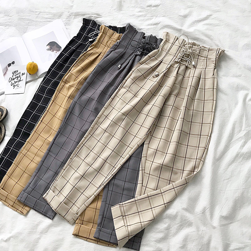 Title 3, Ladies Spring New Plaid Casual Pants