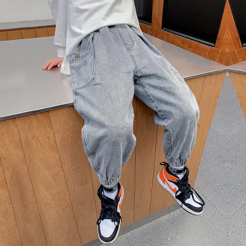 Boys' Big Pocket Jeans Big Children's Autumn Casual Pants