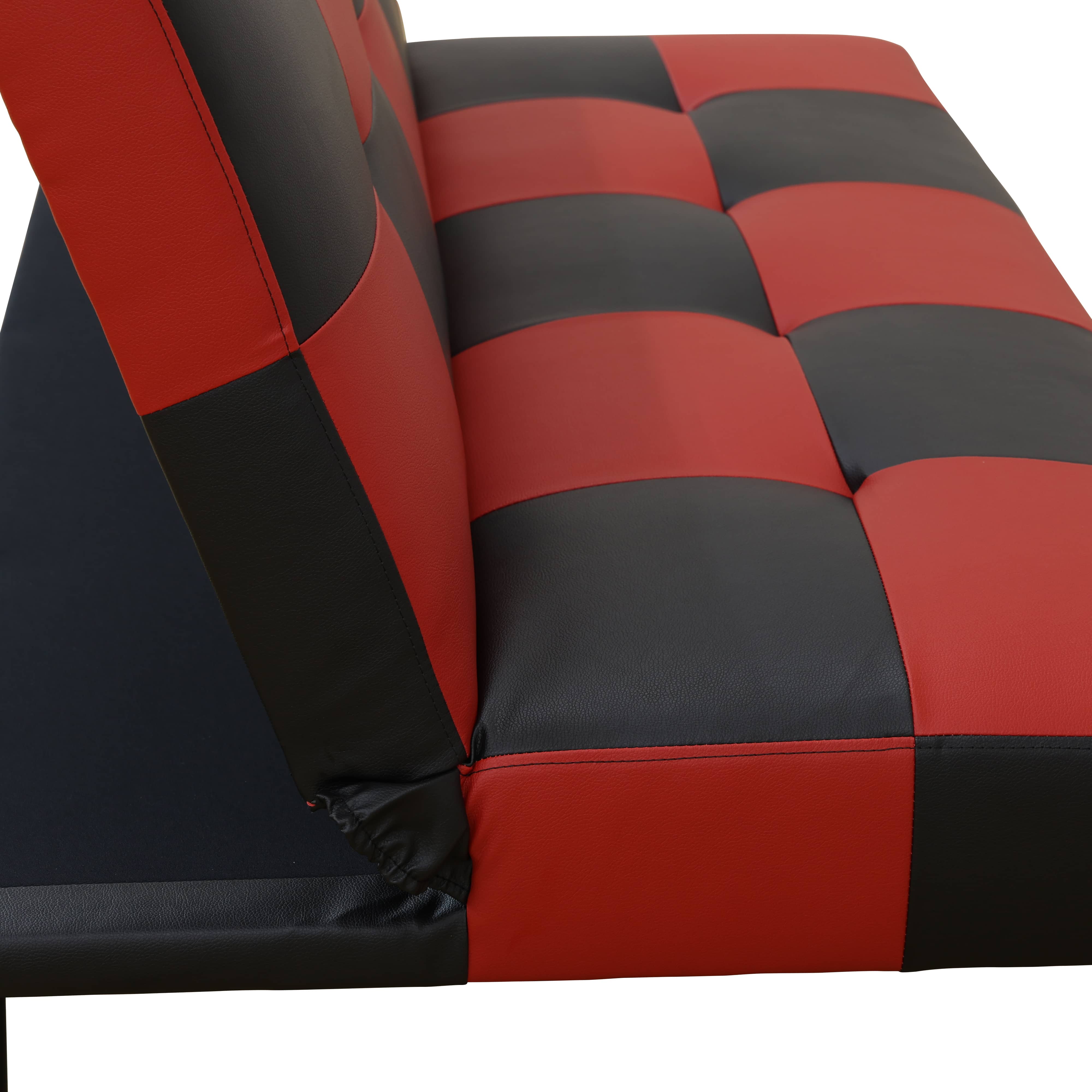 Pickup Only--Red&Black Faux Leather Living Room Sofabed