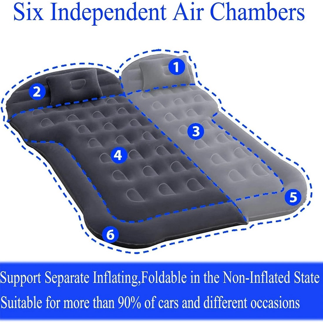 Car SUV Air Bed Sleep Travel Inflatable Mattress Seat Cushion Mat Camping — image 6