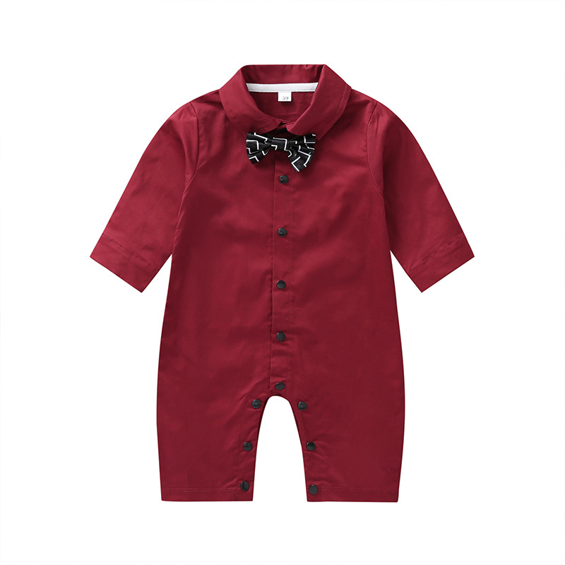 Baby Lapel One-piece Cotton Long-sleeved Romper