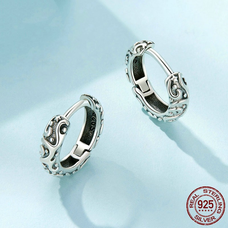 Title 3, S925 Sterling Silver Vintage Pattern Ear Clip W...