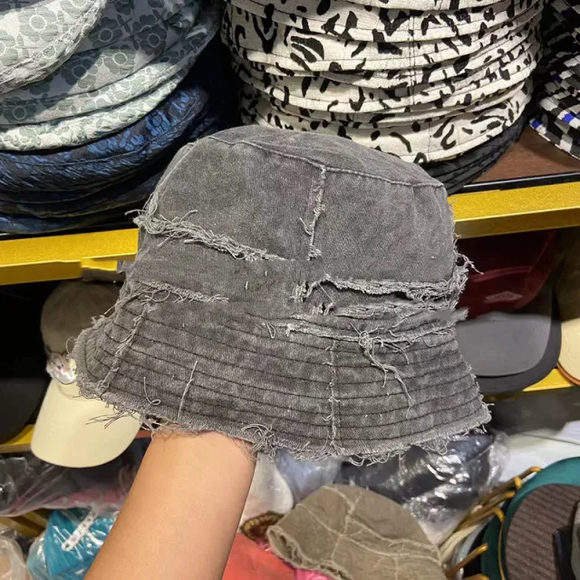Washed Old Bucket Hat Women's Bucket Black - Shop at LoveMi