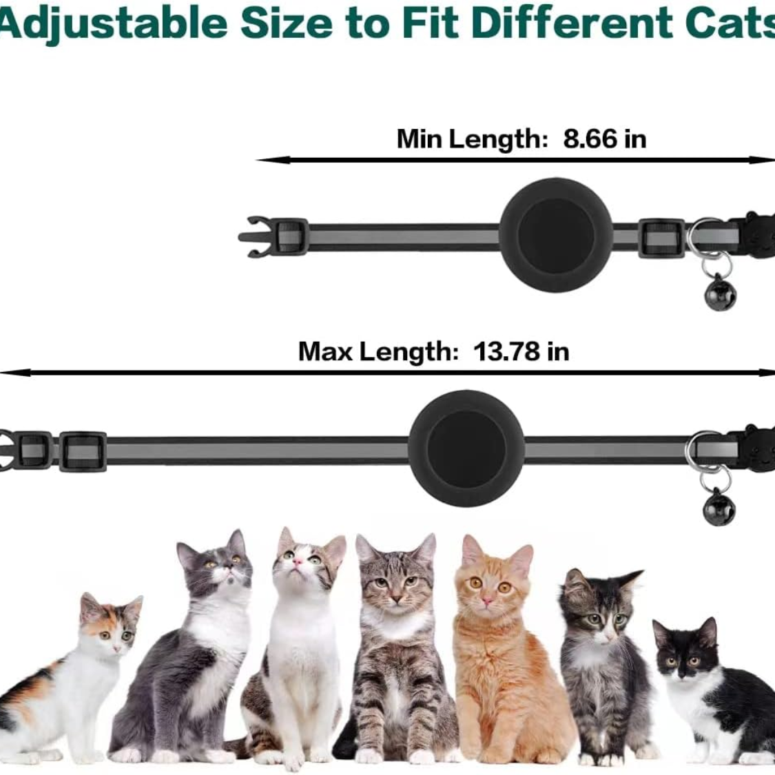 Cat Collar Breakaway, Cat Collar With Air TagBlack thumbnail 2
