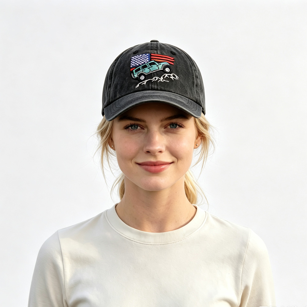 2pcs Vintage Washed Baseball Cap With Off-Road Embroidery, Outdoor Adventure Trucker Hat For Women Men — foto 2