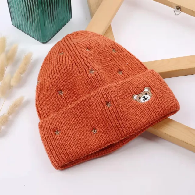 Ins Fashionable New Cute Teddy Bear Knitted Hat Orange - Shop at LoveMi