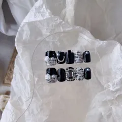 Chain Pearl Wear Nail Patch - Ultra Short Square Circle - View 1