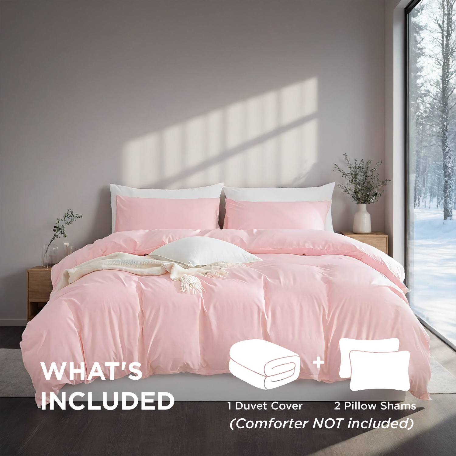 White & Pink Extra Large Duvet Cover Set Crafted From Premium Breathable Microfiber In Bohemian Style. Hotel-grade Minimalist Design Suitable For Bedrooms And Guesthouses. The Perfect Christmas Gift. — view 5