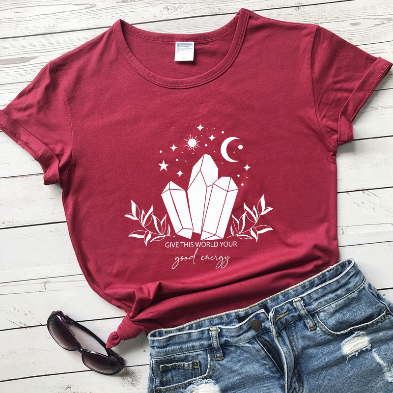 Women's Loose Crew Neck Printed Short Sleeve T-Shirt