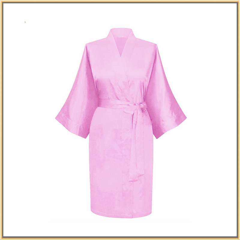 Title 11, Elastic Imitation Silk Pajamas Solid Color Fema...