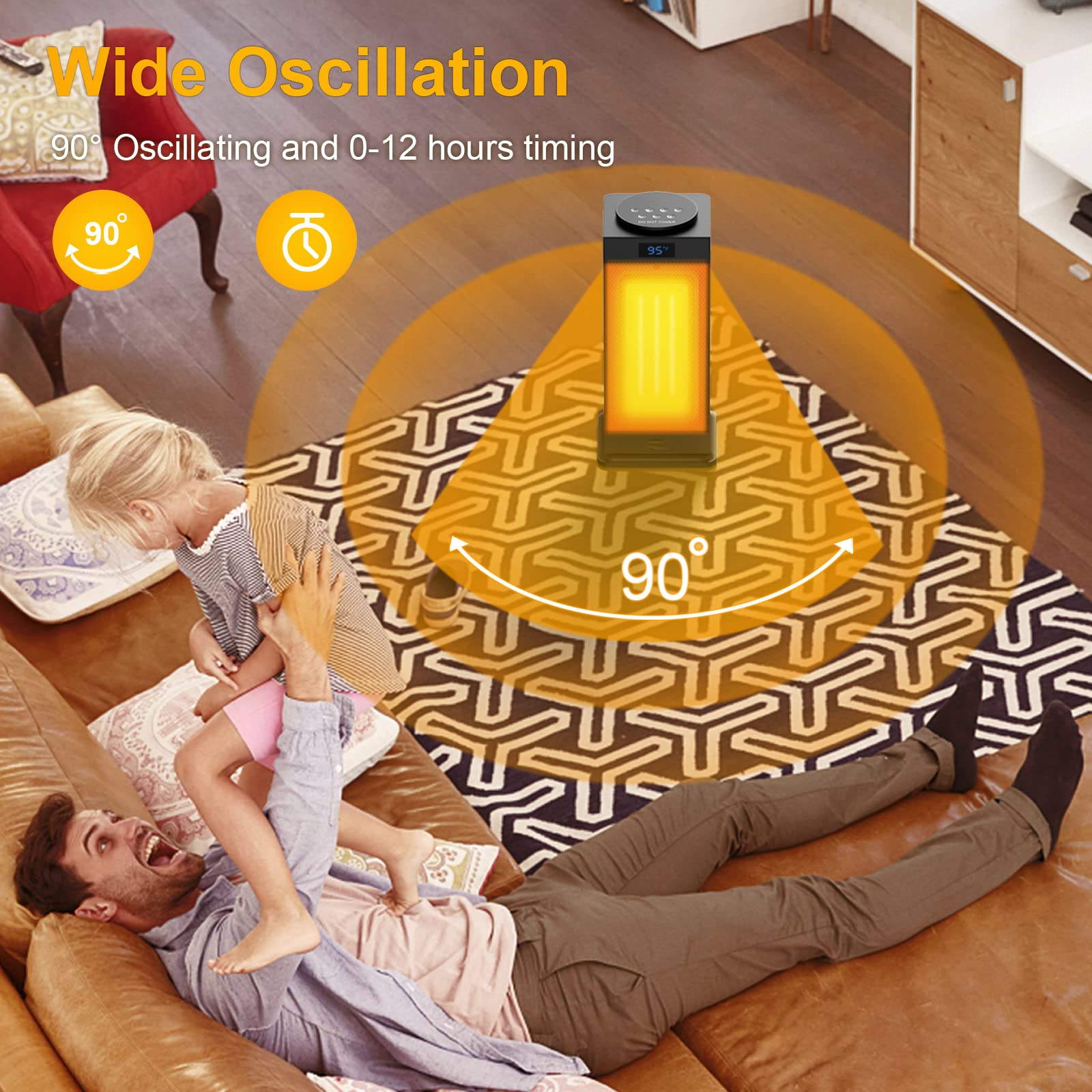 Radiateur PTC Écran Tactile Oscillant — Chauffage Silencieux 1
