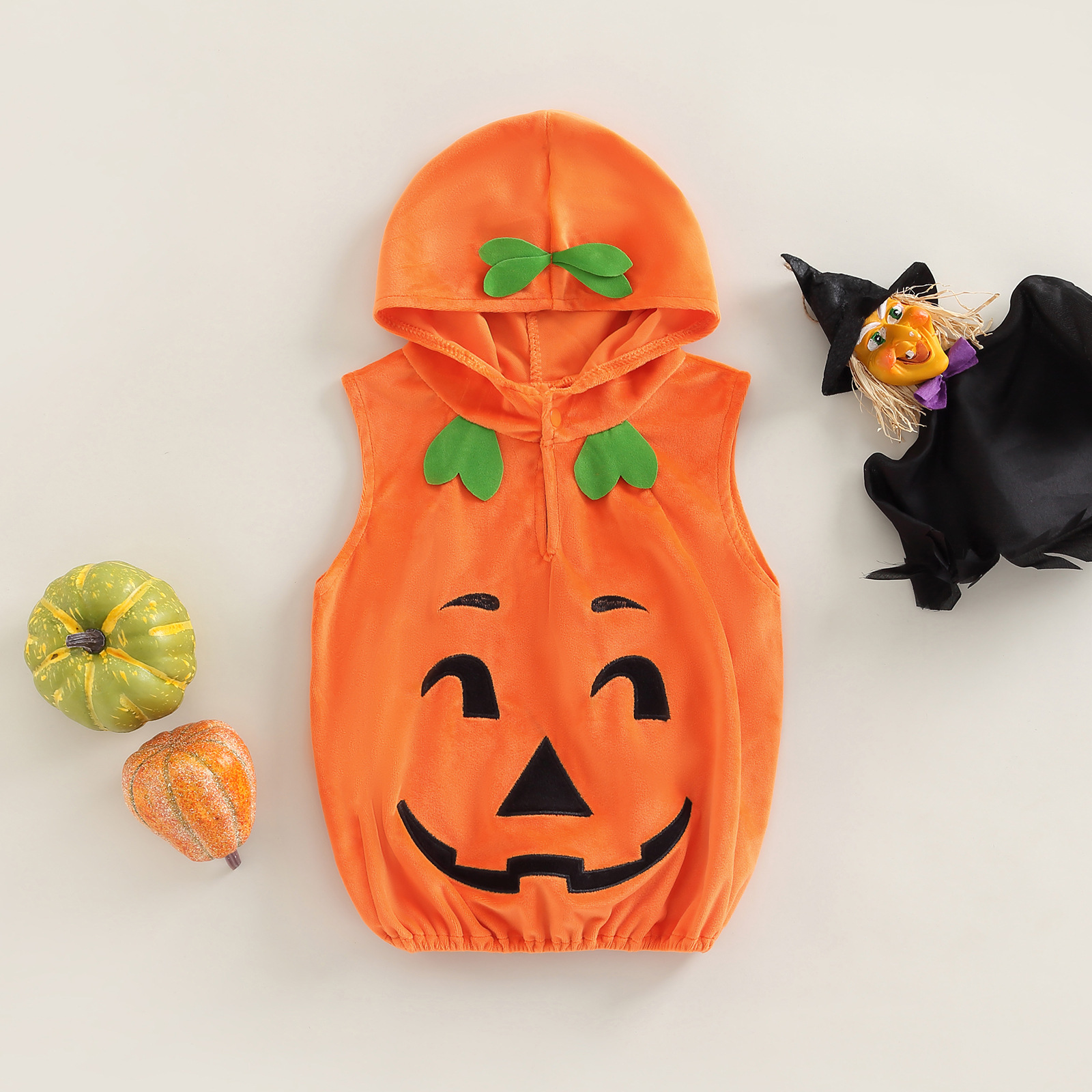 Pumpkin Shape Hooded Sleeveless Harness Bodysuit