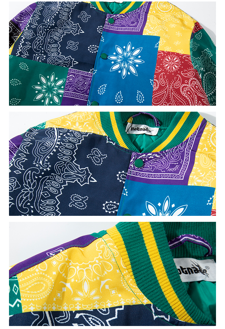 Street Hip Hop Autumn Winter Cashew Flower Square Clash Color