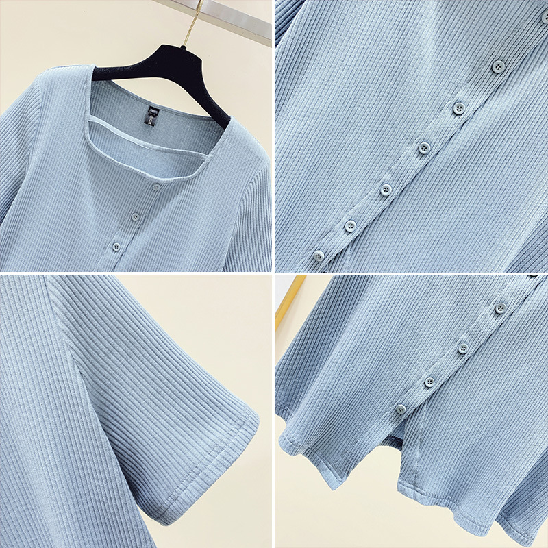 Covering The Flesh And Showing Thin Irregular Knitted Sweater Women's T-shirt