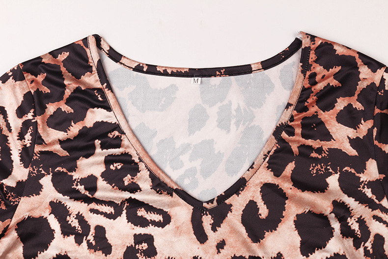 Title 9, Leopard Print Long-Sleeved V-Neck Sexy Shirt