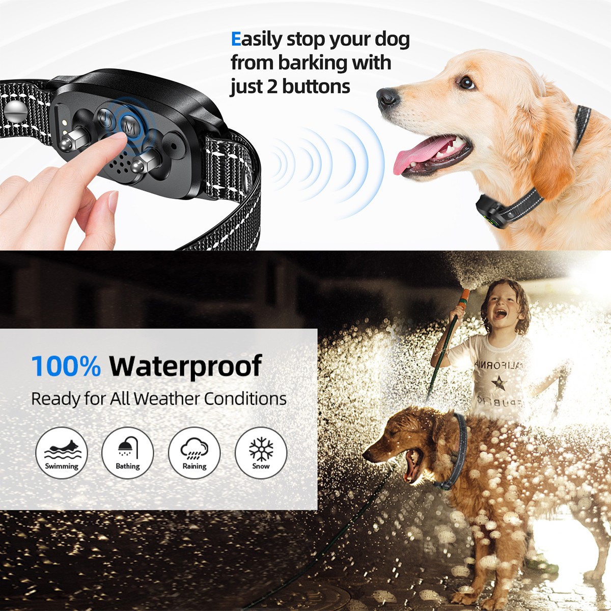Anti Bark Electric Shock Dog Collar Stop Barking Pet Training Control UK — image 3